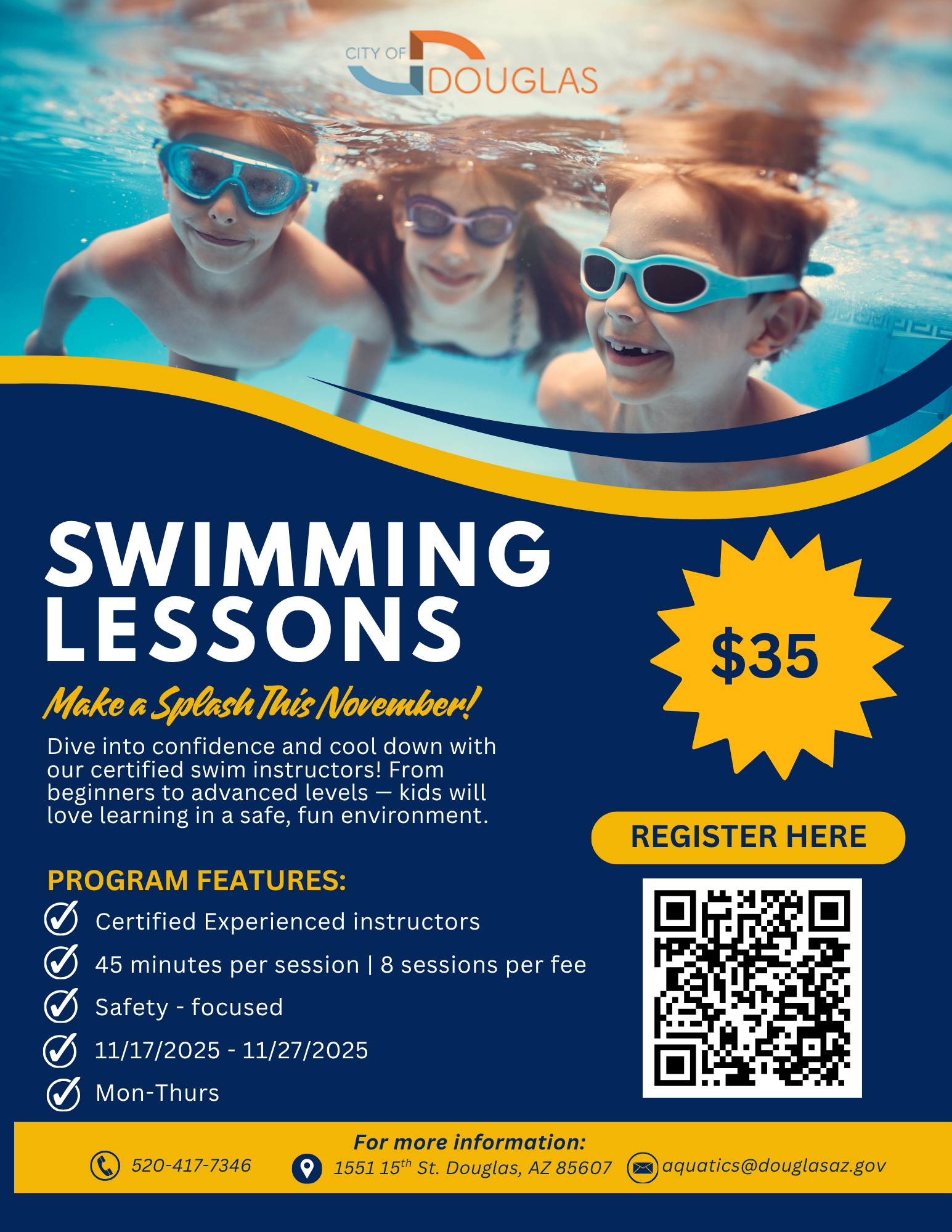 Winter Swim Lessons Flyer 2025