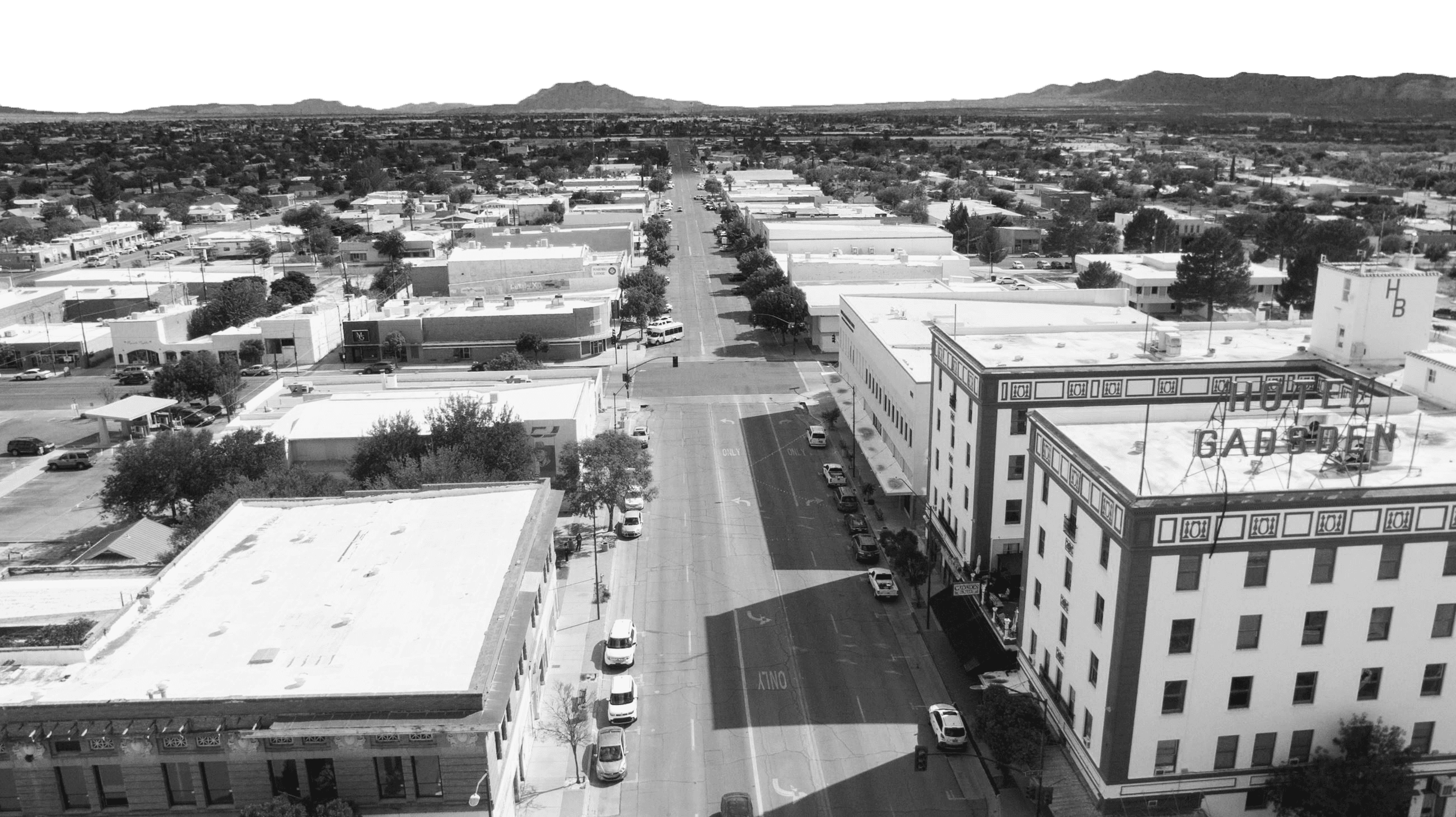 Black and White Photo of Downtown